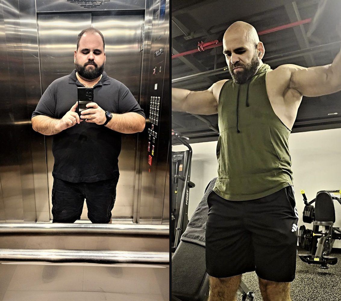Renzo entró al gimnasio pesando 148 kilos